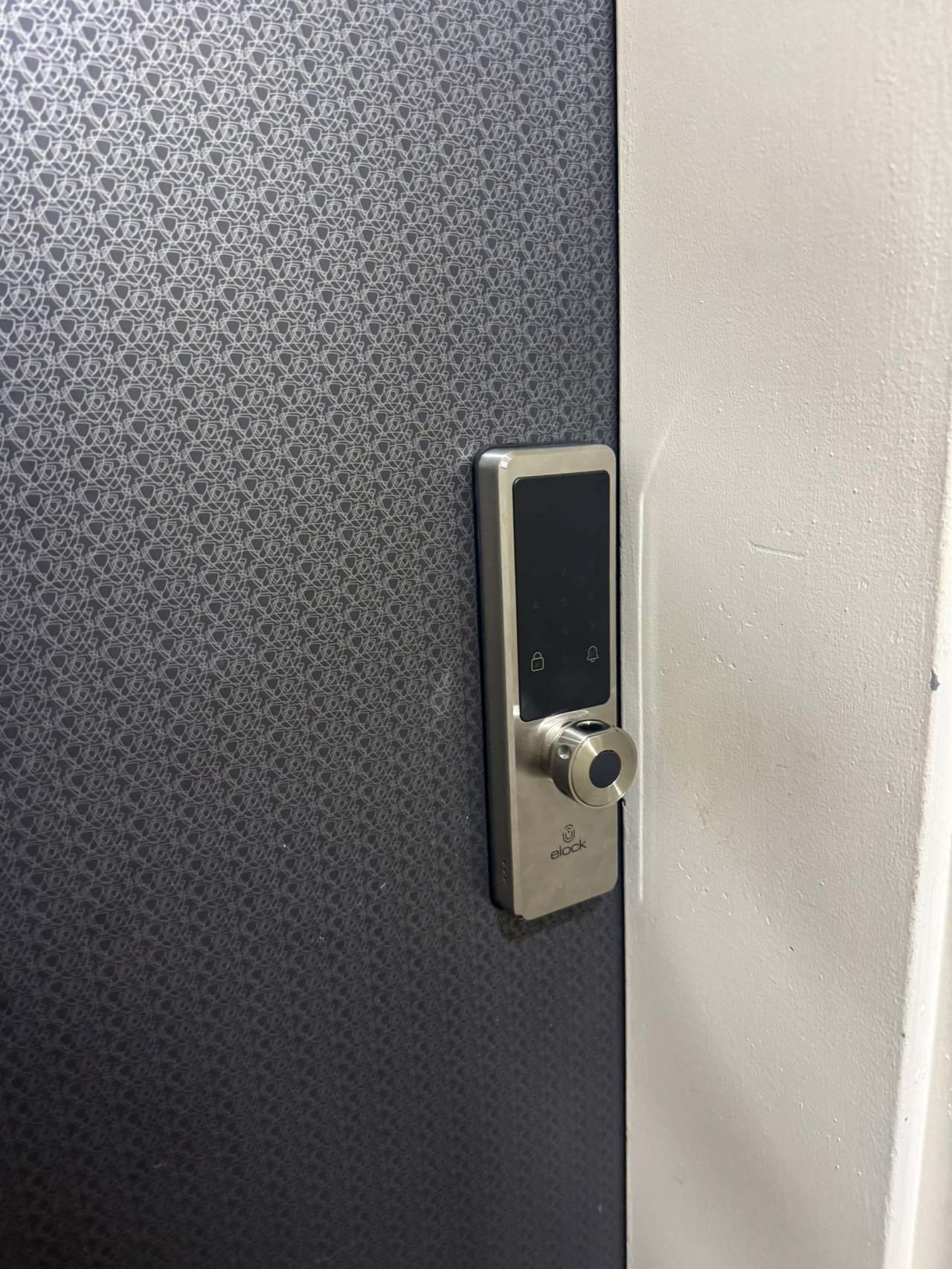 מנעול חכם כסוף עם קורא טביעת אצבע — אבטחת דלת מתקדמת